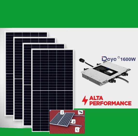 Imagem de Gerador Solar Fotovoltaico gera até 552kwh Mês Com Ferragem 3.68Kwp Microinversor 1600w Deye 220V