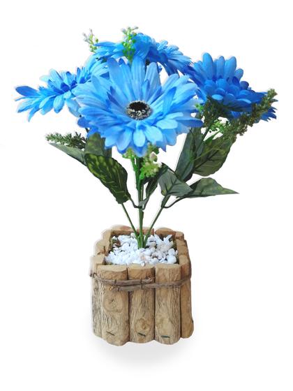 Gérbera Azul Arranjo Flor Artificial Com Vaso Rústico - FLORDECORAR -  Plantas Artificiais - Magazine Luiza