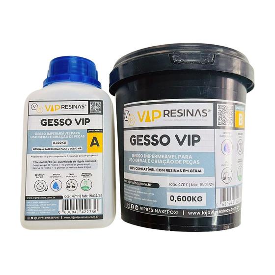 Imagem de Gesso Impermeável Compativel C/Resina Epóxi 900g Vip Resinas