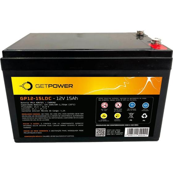 Imagem de Getpower 12v 15ah Vrla (Agm/Gel) - Ciclo Profundo