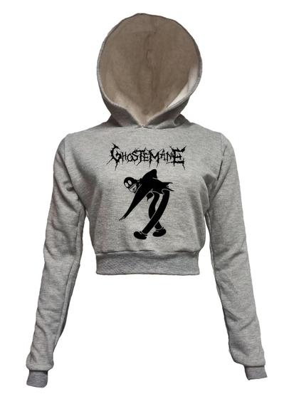 Imagem de Ghostemane - Cropped Moletom Cinza Mescla Com Capuz