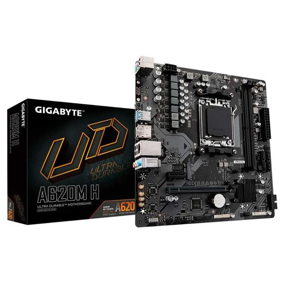 Imagem de Gigabyte A620M-H (AM5 - DDR5 6400 O.C) - Chipset A620 - Slot M.2 - USB 3.2 - Micro ATX