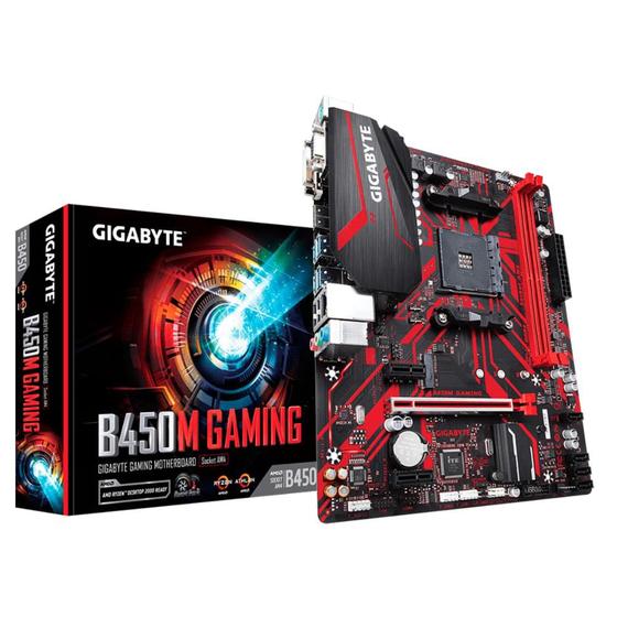 Imagem de Gigabyte B450M Gaming (AM4 DDR4 3600 O.C) - Chipset AMD B450 - USB 3.1 - Slot M.2 - Micro ATX
