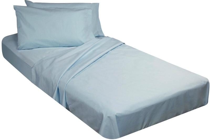 Imagem de Gilbins Berço Tamanho 30 "x 75 "x8 Sheet Set 4 Peça Equipada Apartamento 2 Fronhas, Feito de Algodão, Perfeito para Acampamento Beliches / RVs / Guest Beds Blue