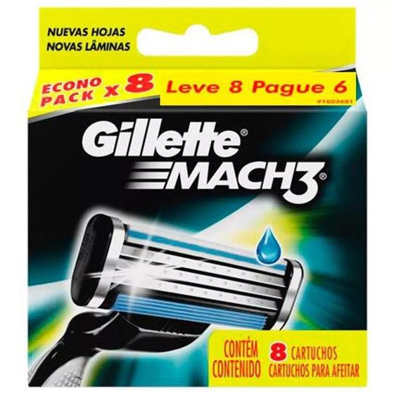 Imagem de Gillette Mach 3 Regular Carga Mach3 Refil C/ 8 Cartuchos