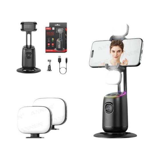 Imagem de Gimbal Estabilizador AI com Rotação 360° - Controle por Gesto e Suporte para Celular