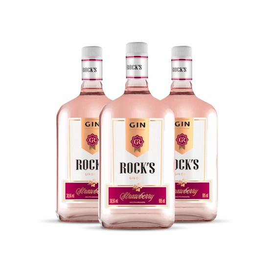 Imagem de Gin Doce Rock's Strawberry 995ml - Kit 3 Garrafas de Gin Doce Rocks Morango