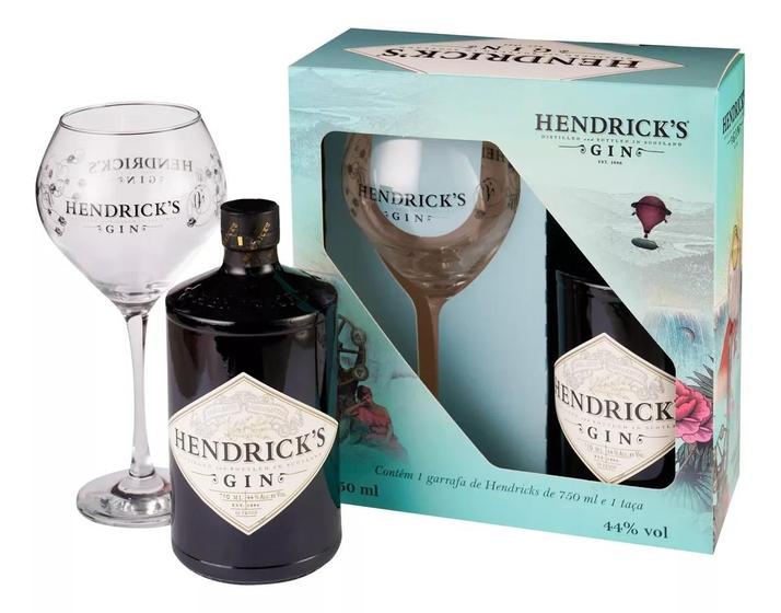 Imagem de Gin Hendrick's 750ml Kit Presente Com Taça Vidro 600ml