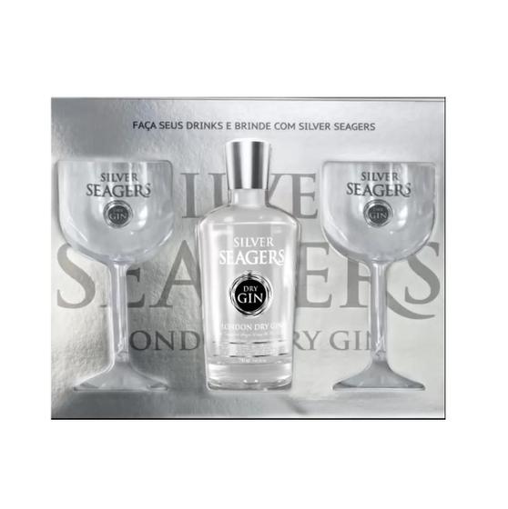 Imagem de Gin Silver Seagers 750Ml Kit Com 2 Taças De Acrílico