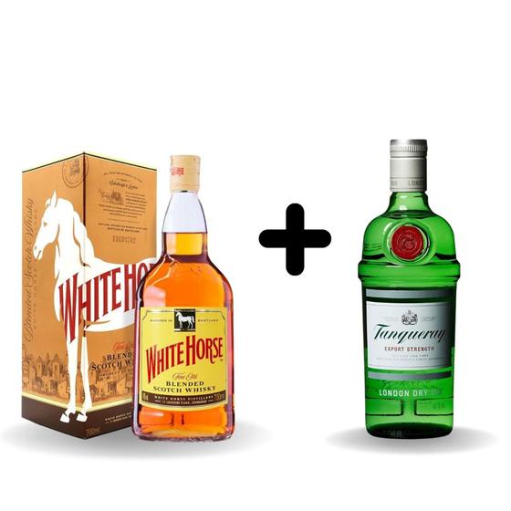 Imagem de Gin Tanqueray com Whisky White horse cavalinho branco 2 unidades