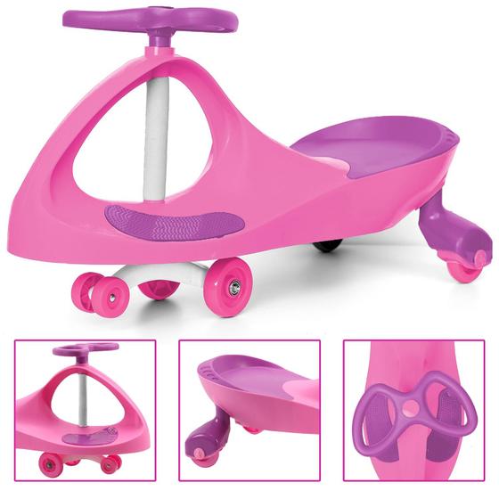 Imagem de Ginga Carrinho Super Car Infantil Manual Gira Rosa Brinquedo Para Meninas - Unitoys