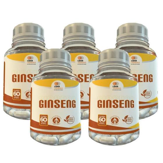 Imagem de Ginseng - 60 Caps 500mg Kit Com - 5 Potes
