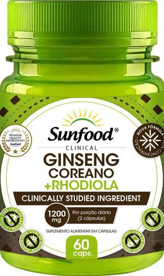 Imagem de Ginseng Coreano + Rhodiola 1200mg 60 Cápsulas - Sunfood