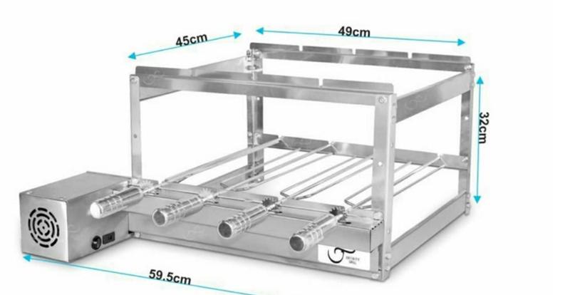 Imagem de Gira Grill Churrasqueira Inox 4 Espetos
