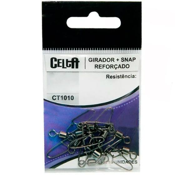 Imagem de Girador Simples + Snap Reforçado Celta CT1010 Nº8 20lb Cartela com 10un