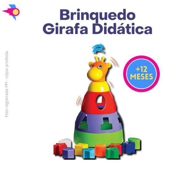Imagem de Girafa Didatica Brinquedo Bebê Menino E Menina Encaixe 1 Ano