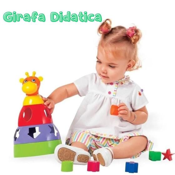 Imagem de Girafa Didática Montar e Encaixar Bebê Brinquedo Educativo Pedagógico para bebês Infantil Mercotoys Menino E Menina