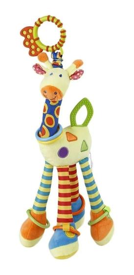 Imagem de Girafa Mordedor Chocalho Pelucia Brinquedo Para Bebe Educativo Anti Stress  Cor amarela