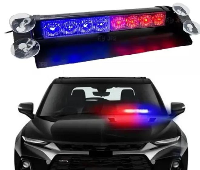 Imagem de Giroled giroflex Sinalizador Barra Led Flash Brake Light Vermelho/Azul 8 Leds Polícia 12v