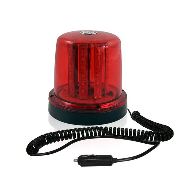 Imagem de Giroled Vermelho 10w 12/24v 54 Leds Imã Cabo Espiral