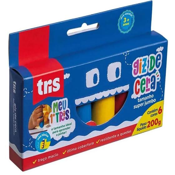 Imagem de Giz cera tris super jumbo 6cor   tris