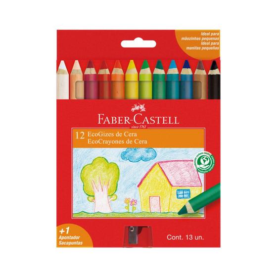 Imagem de Giz De Cera 12 Cores Com Apontador Ecogiz Faber Castell