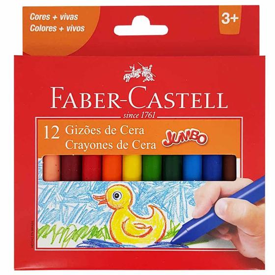 Giz de Cera 12 Cores Jumbo Faber Castell Menor preço em Giz de Cera 12 Cores Jumbo Faber Castell