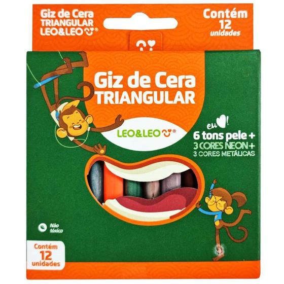 Imagem de Giz de Cera 12 Cores Triangular Leo e Leo