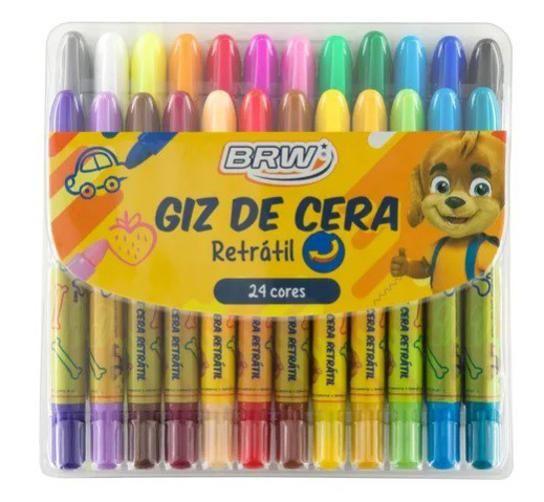 Imagem de Giz De Cera 24 Cores Retratil Brw