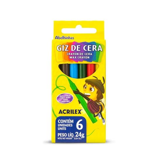 Imagem de Giz de Cera Acrilex 6 Cores 24g