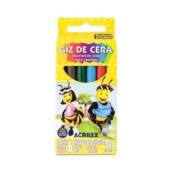 Giz de Cera Acrilex 6 Cores Menor preço em Giz de Cera Acrilex 6 Cores