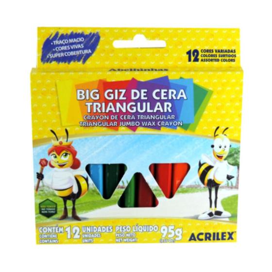 Imagem de Giz de Cera Big Triangular 12 Cores 95g Acrilex