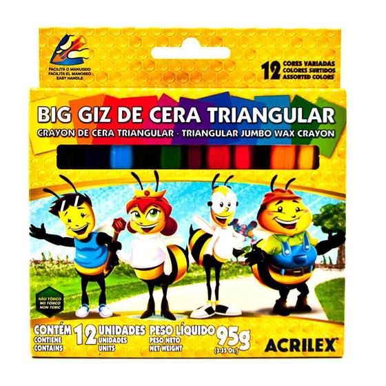 Imagem de Giz de Cera Big Triangular Acrilex c/ 12 cores 09312