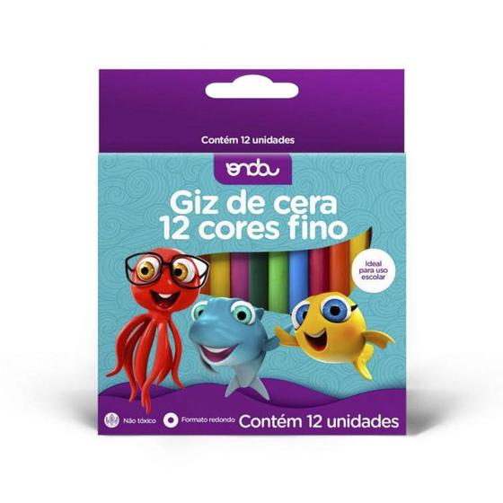 Giz de Cera com 12 Cores Fino Onda Menor preço em Giz de Cera com 12 Cores Fino Onda