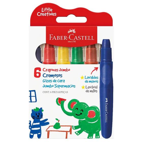 Imagem de Giz de cera cremoso Jumbo 6 cores clássicas Faber-Castell