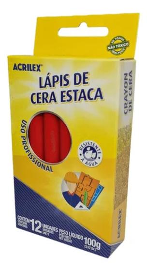 Imagem de Giz de Cera de Estaca Vermelho - Acrilex (12 unidades)