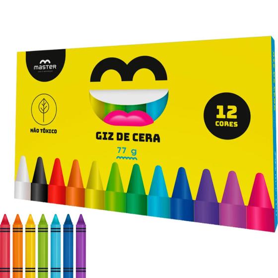 Giz De Cera Escolar 12 Caixinhas com 12 Cores Total 144 - MASTER Imagem de Giz De Cera Escolar 12 Caixinhas com 12 Cores Total 144