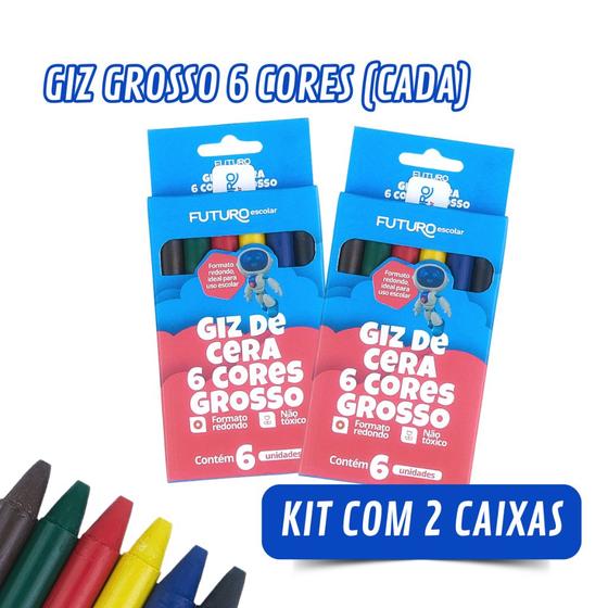 Imagem de Giz de Cera Escolar Diversos Modelos 6 / 12 / 15 Cores Kit ou Unidade Futuro
