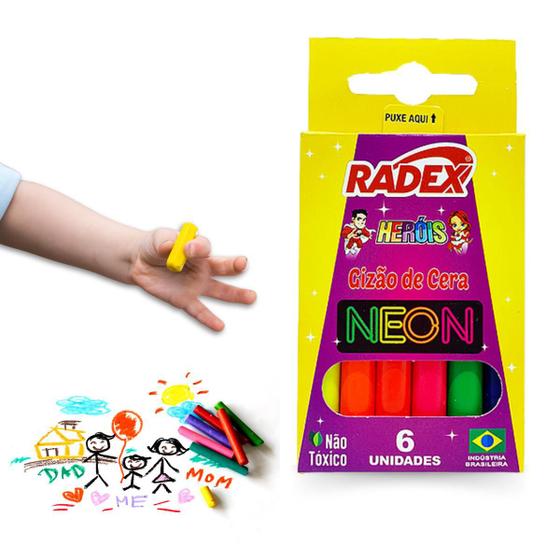 Imagem de Giz de Cera Fino 6 Neon Radex Heróis