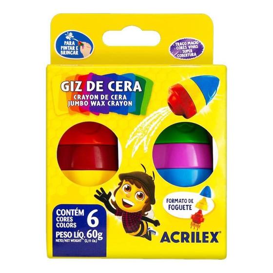 Imagem de Giz de cera foguete 6 cores acrilex unid