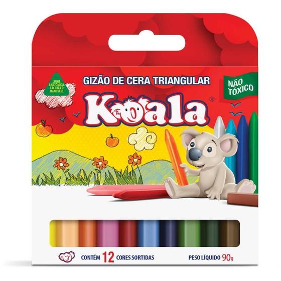 Imagem de Giz de Cera Gizão 12 Cores Koala Triangular PCT com 12