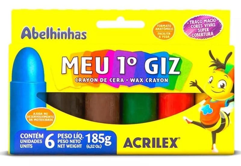 Imagem de Giz De Cera Grosso 06 Cores Jumbo Meu Primeiro Giz Acrilex