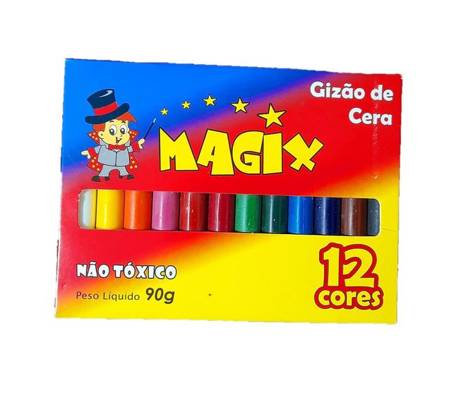 Imagem de Giz de Cera Infantil, 12 Cores, Magix, 90g