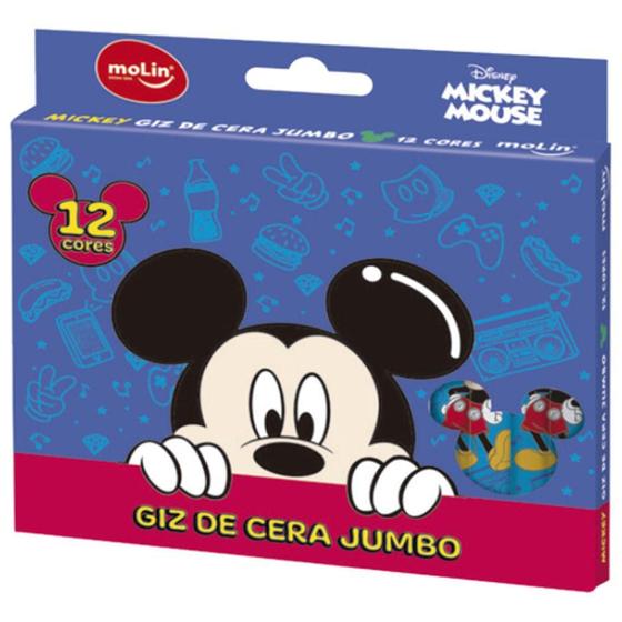 Giz de Cera Jumbo Mickey 12 Cores 22647-Molin Menor preço em Giz de Cera Jumbo Mickey 12 Cores 22647-Molin