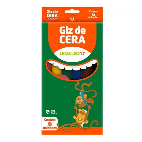 Imagem de Giz de cera Léo fino 6 cores pct c/12 4505