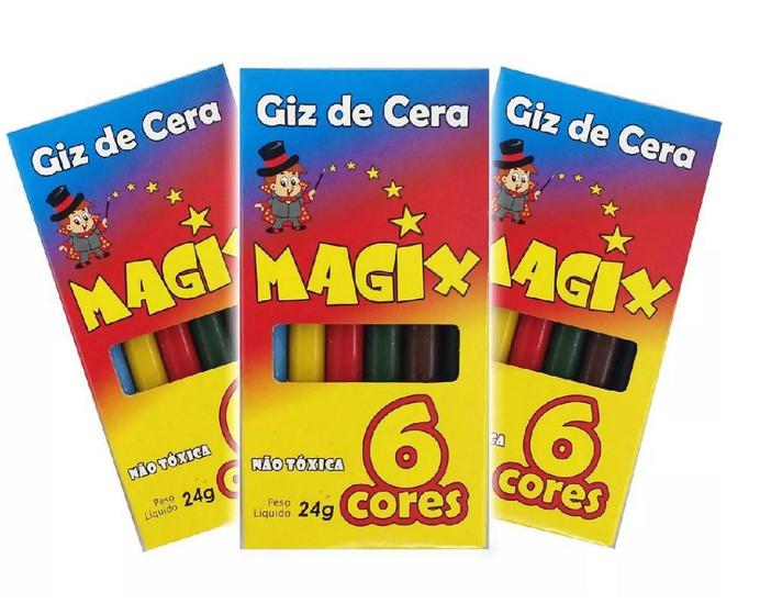 Giz de Cera Magix com 6 cores 12 unidades Menor preço em Giz de Cera Magix com 6 cores 12 unidades