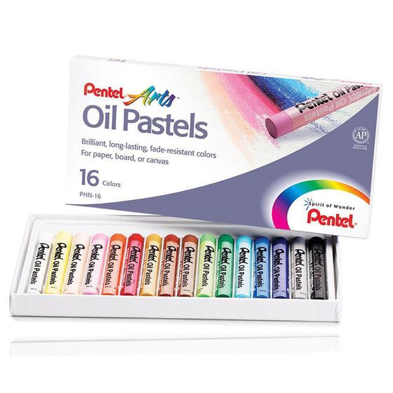 Imagem de Giz De Cera Pentel Pastel Oleoso Com 16 Cores Phn-16