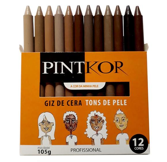 Imagem de Giz de Cera Pintkor 12 Cores Tons de Pele 10 UNIDADES