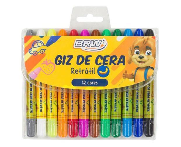 Giz De Cera Retrátil 12 Cores Brw Menor preço em Giz De Cera Retrátil 12 Cores Brw