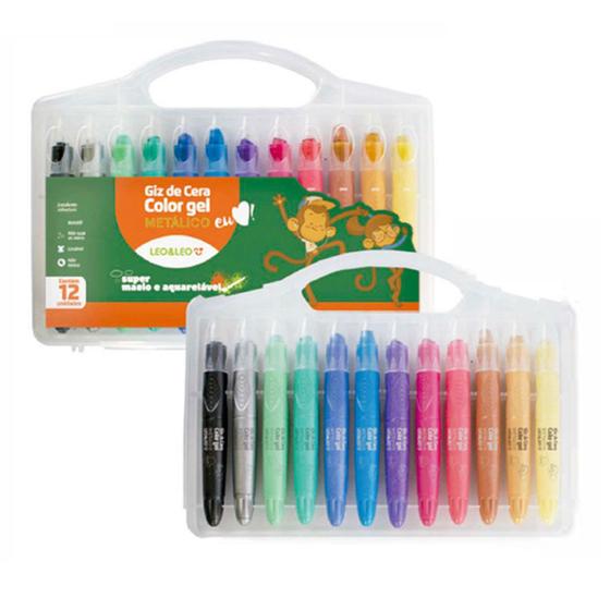 Giz de Cera Retratil Color Gel 12 Cores Metalico Escolar Leo&Leo Menor preço em Giz de Cera Retratil Color Gel 12 Cores Metalico Escolar Leo&Leo